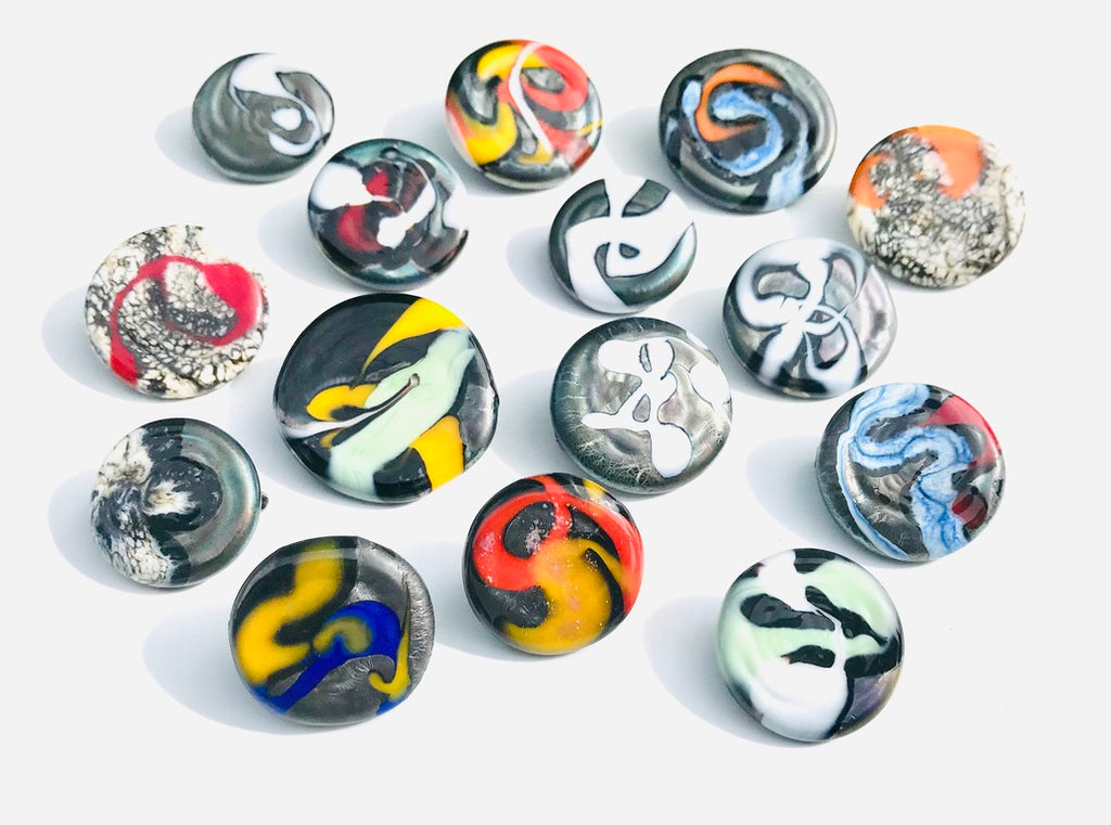 Graphic Orange Murano Kahelya - Labelle Ikeya Création Originale - Broches