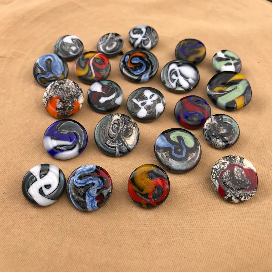 Kahelya Metallico & Blanche Murano - Labelle Ikeya Création Originale - Broches