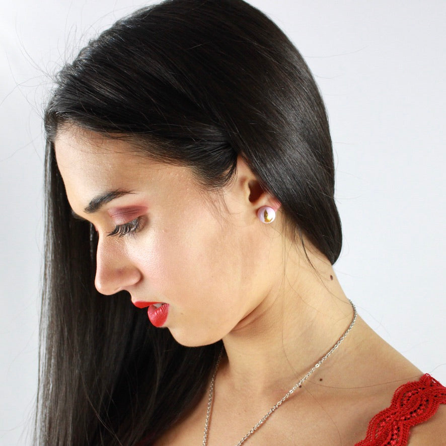 Mini Orion Noire Opaque Puces Murano - Labelle Ikeya Création Originale - Puce d'oreilles