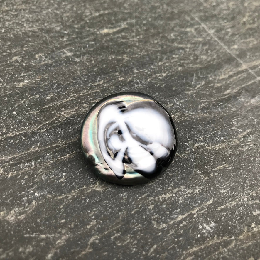 Kahelya Metallico & Blanche Murano - Labelle Ikeya Création Originale - Broches