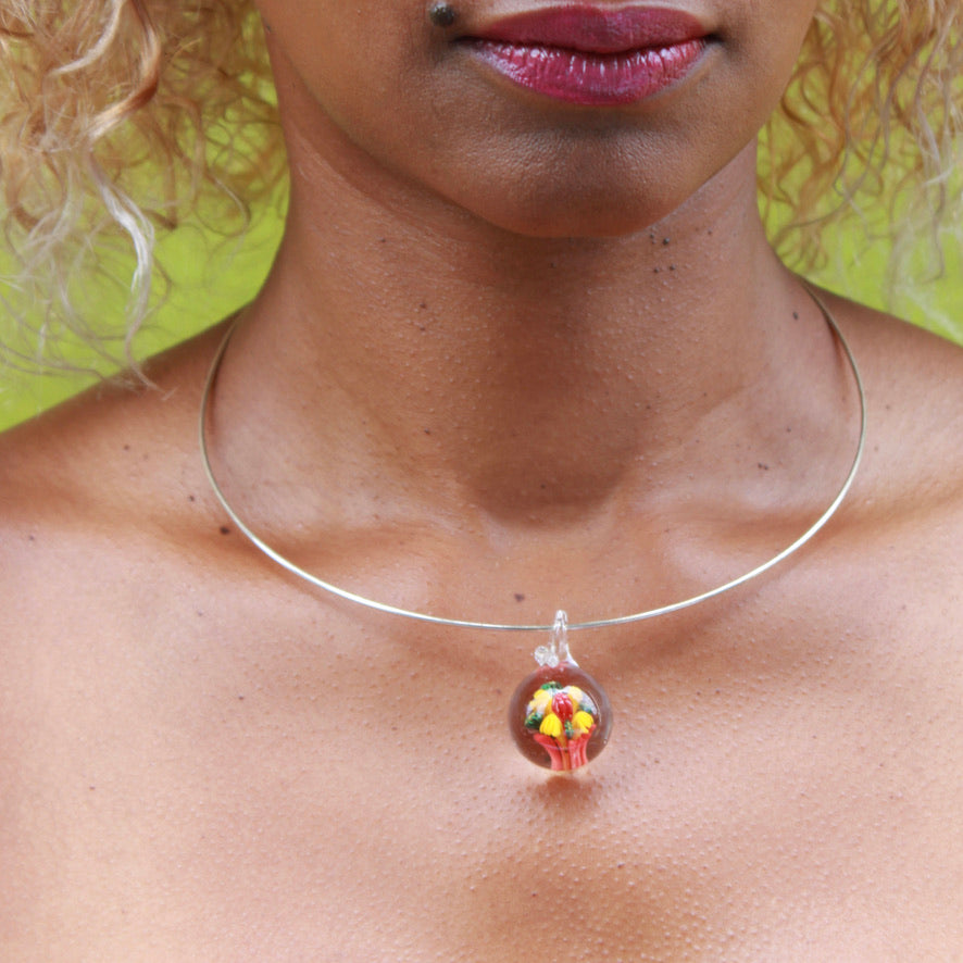 Grandiflora Flower Murano - Labelle Ikeya Création Originale - Ras de cou