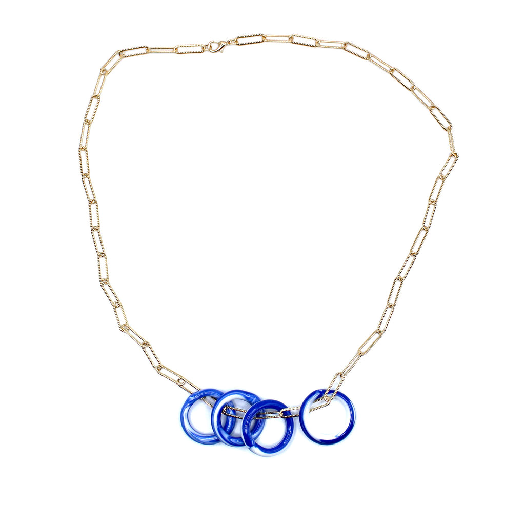 Anneaux Quatuor Passion Murano Sautoir doré à l'or fin - Labelle Ikeya Création Originale - Sautoir