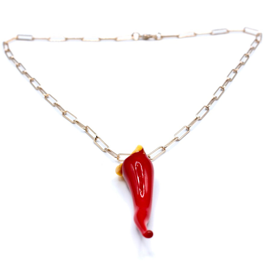 Doux Piment Murano Collier doré à l'or fin - Labelle Ikeya Création Originale - Collier
