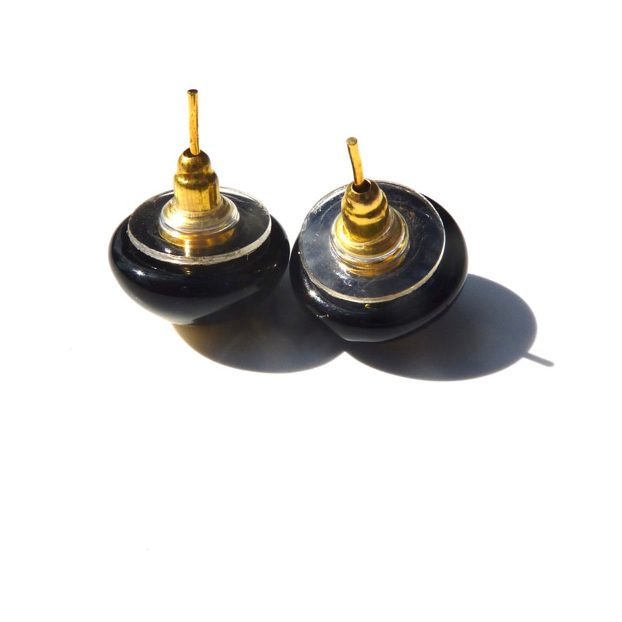 Orion Noires Murano - Labelle Ikeya Création Originale - Puce d'oreilles