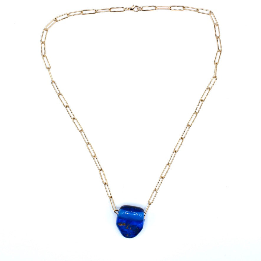 Sautoir Pendentif Turquoise Talisman de Murano - Labelle Ikeya Création Originale - Sautoir