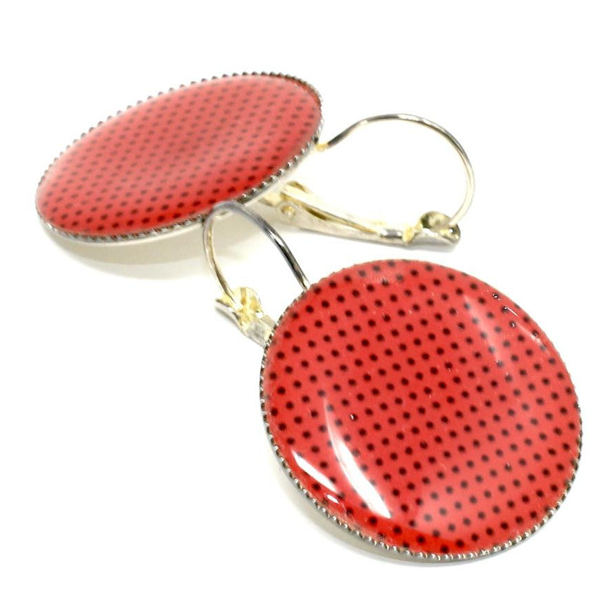Rouge Petits Pois Sur Soi - Labelle Ikeya Création Originale - Boucles d'oreilles