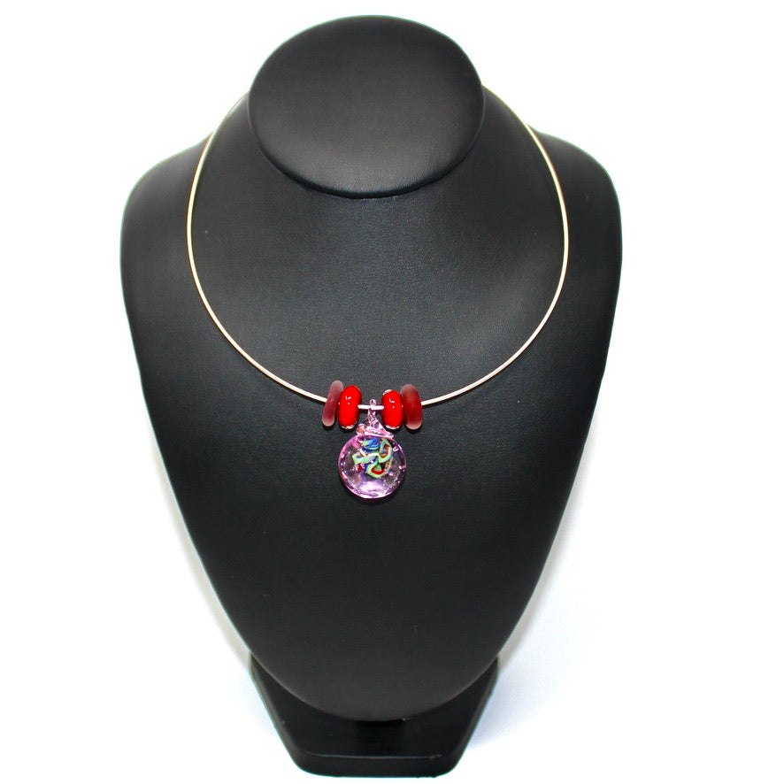 Iris Sauvage Pendentif Verre Murano - Labelle Ikeya Création Originale - Ras de cou