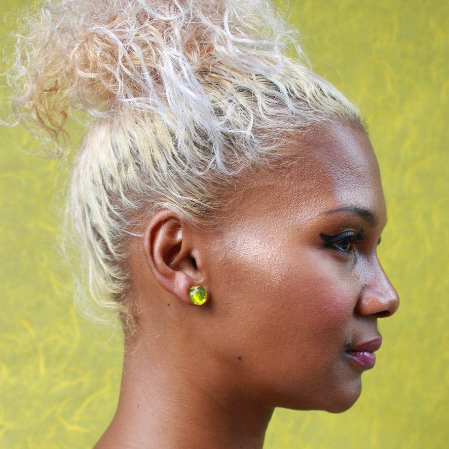 Mini Orion Vert Transparent - Labelle Ikeya Création Originale - Puce d'oreilles