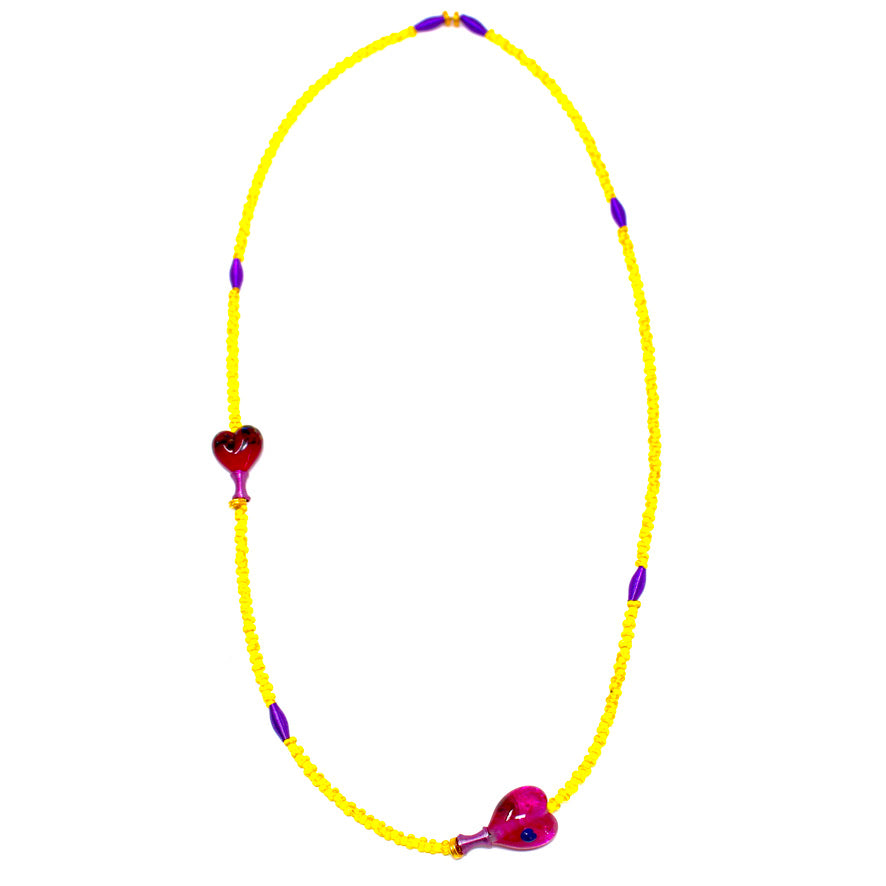 Matinée Yellow Cœur Pink Sautoir - Labelle Ikeya Création Originale - Sautoir