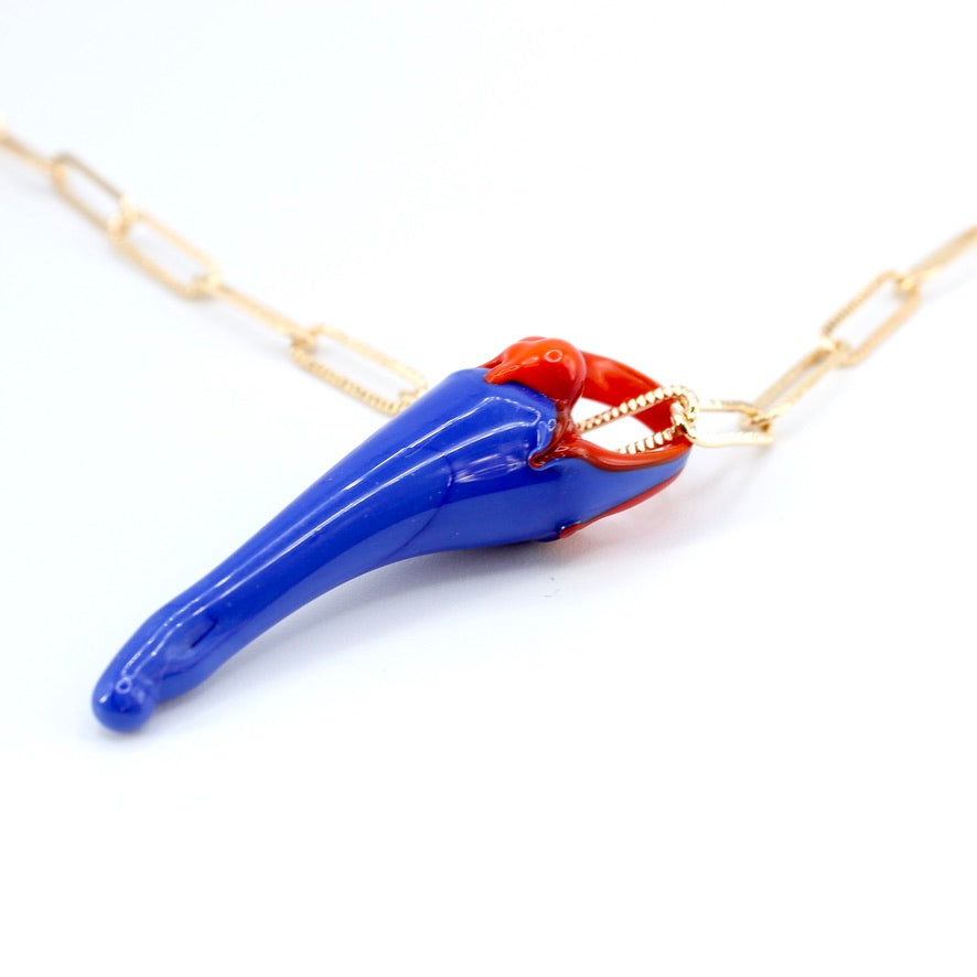 Piment Fort Murano sautoir doré à l'or fin - Labelle Ikeya Création Originale - Sautoir