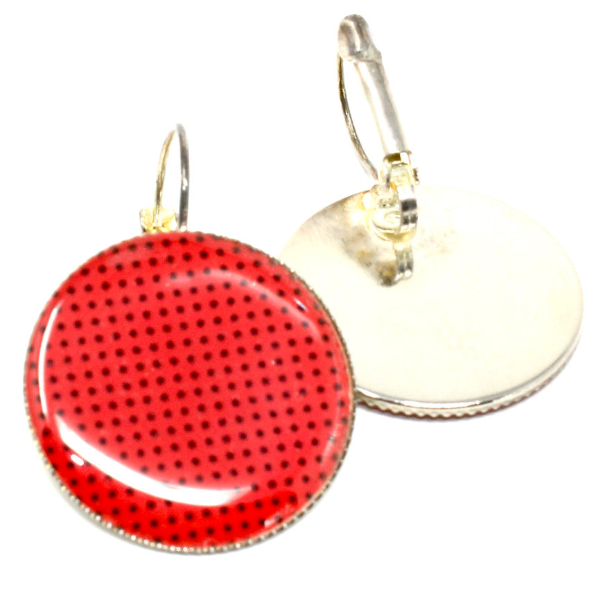 Rouge Petits Pois Sur Soi - Labelle Ikeya Création Originale - Boucles d'oreilles