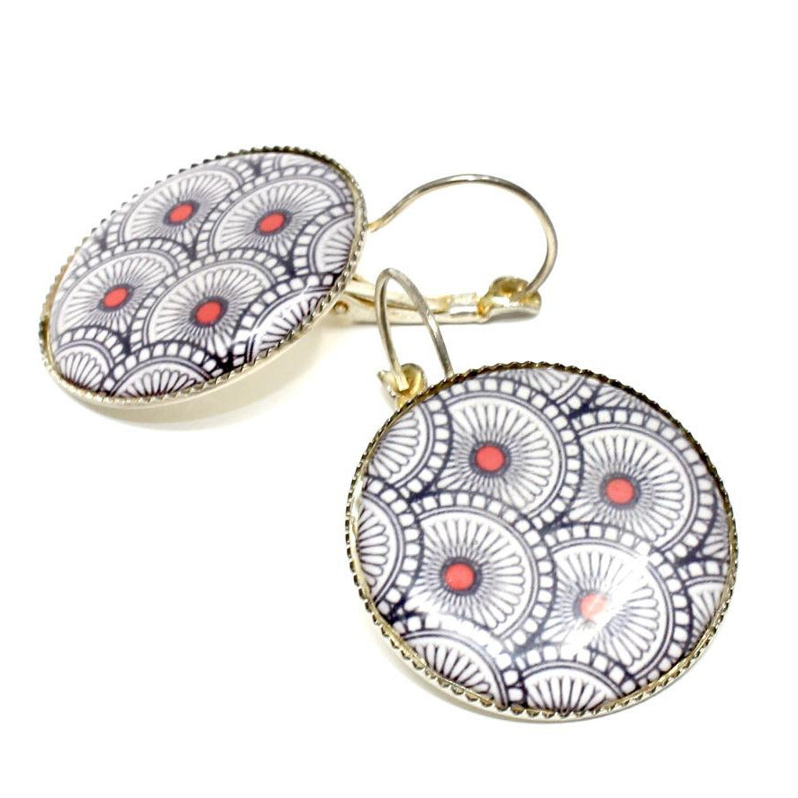 Œil de Paon Dormeuses - Labelle Ikeya Création Originale - Boucles d'oreilles