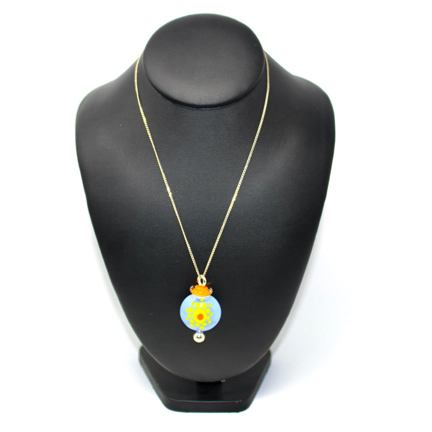 Tournesol Murano - Labelle Ikeya Création Originale - Pendentif Chaîne