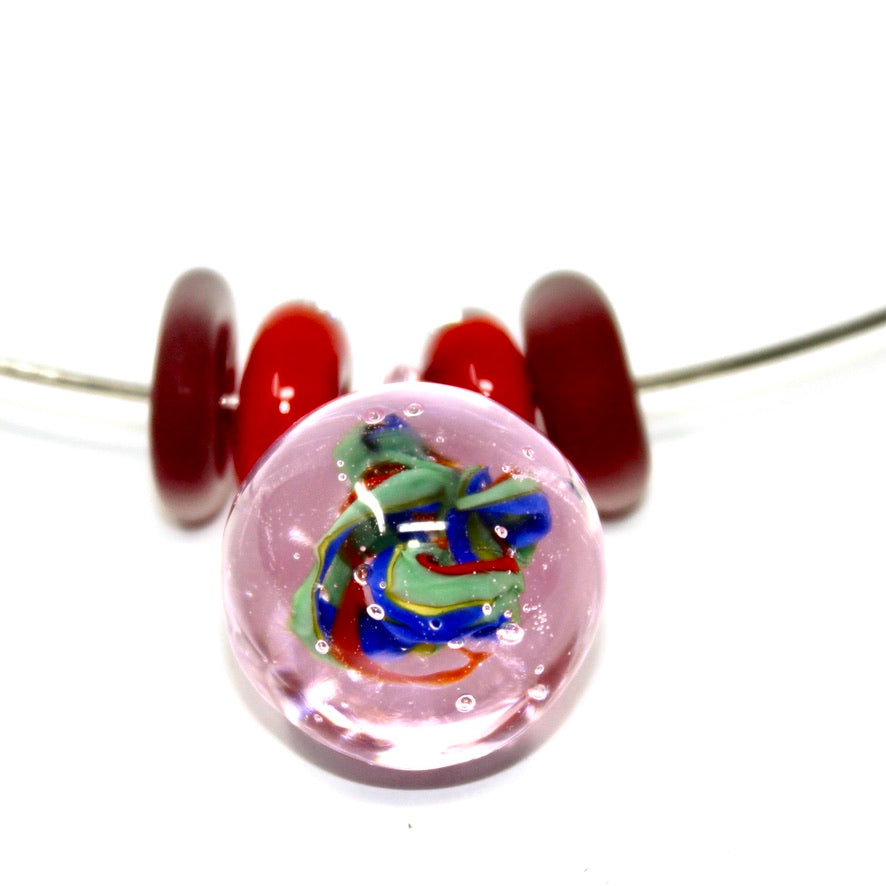 Iris Sauvage Pendentif Verre Murano - Labelle Ikeya Création Originale - Ras de cou