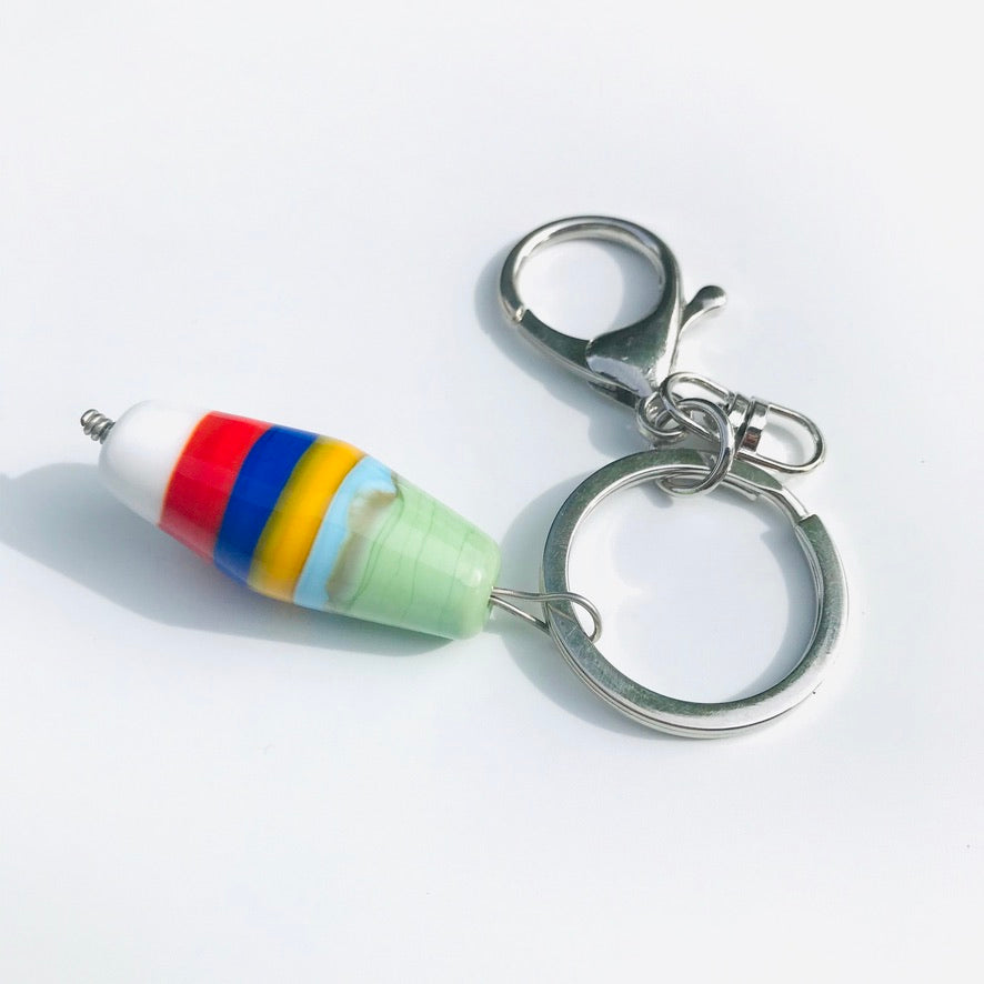 Caillou Bicone Taylia Blanco - Labelle Ikeya Création Originale - Porte Clefs Murano