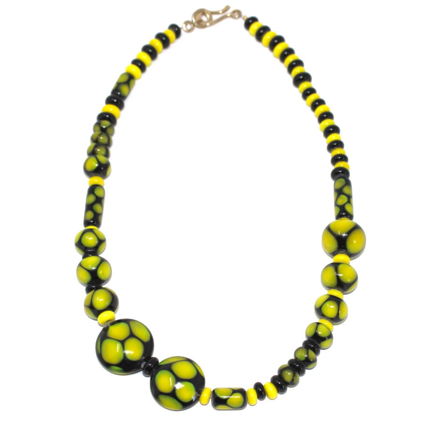 Salamandre Prestige Jaune & Noir - Labelle Ikeya Création Originale - Collier
