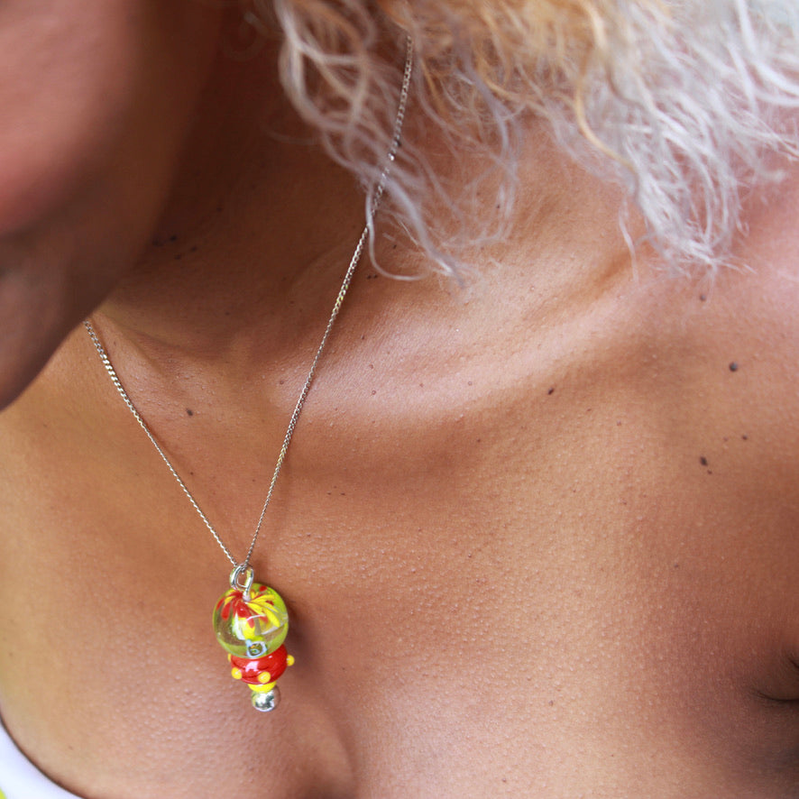 L’oiseau de Paradis Murano - Labelle Ikeya Création Originale - Pendentif Chaîne