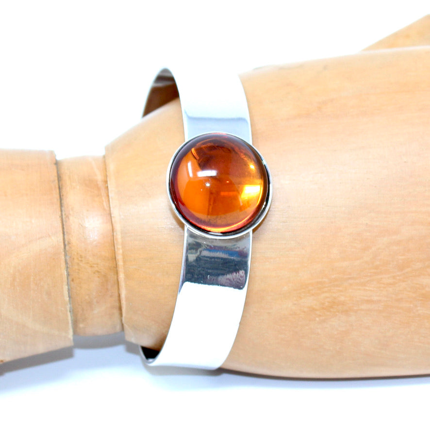 Manchette Cristal Bohème Rond Orange - Labelle Ikeya Création Originale - Parure