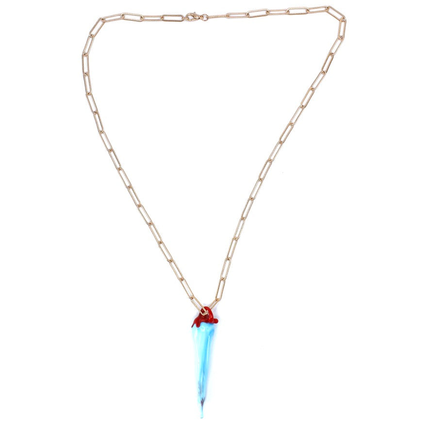 Blue Pimenta Fort Murano sautoir doré à l'or fin - Labelle Ikeya Création Originale - Sautoir