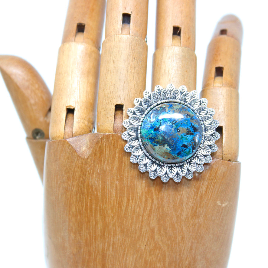 Bague Minérale Chrysocolla - Labelle Ikeya Création Originale - Bague