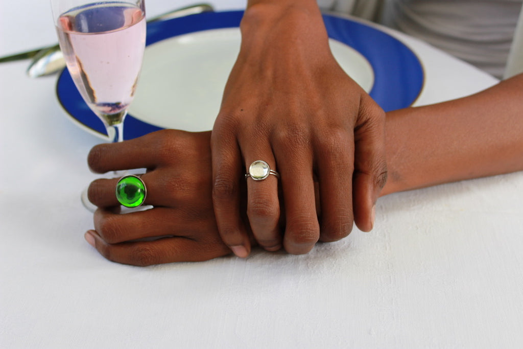 Bague Cristal de Bohème Vert Transparent - Labelle Ikeya Création Originale - Parure