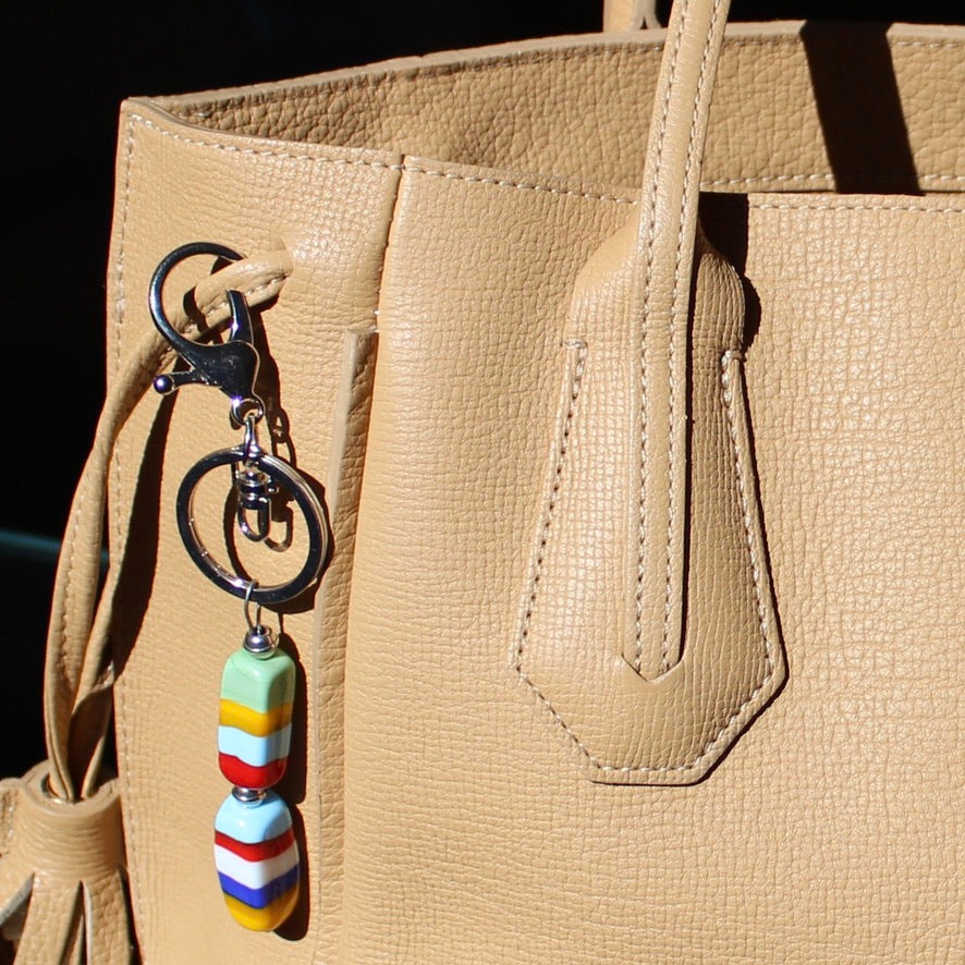 Caillou Double Longha - Labelle Ikeya Création Originale - Porte Clefs Murano