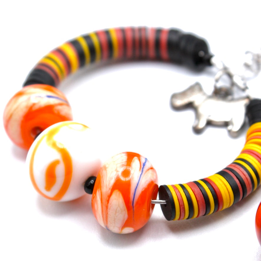 Créoles Asymétriques Heishis Tzyngha Murano - Labelle Ikeya Création Originale - Boucles d'oreilles