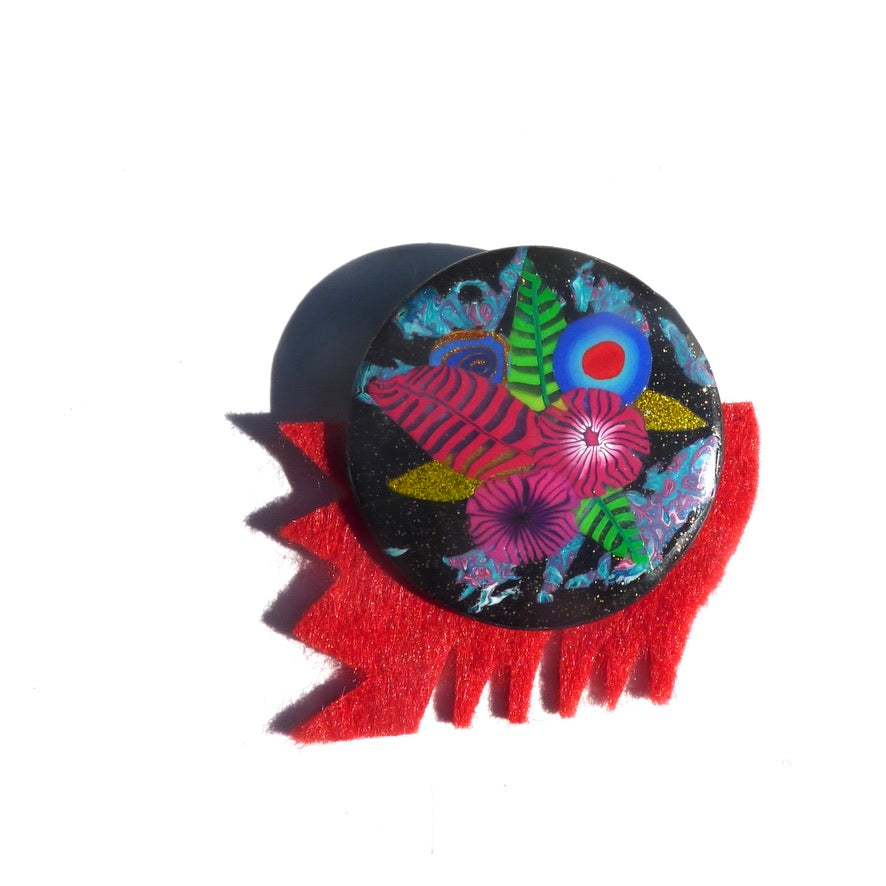 Bouquet de Fleurs Fougères Colorées - Labelle Ikeya Création Originale - Broches