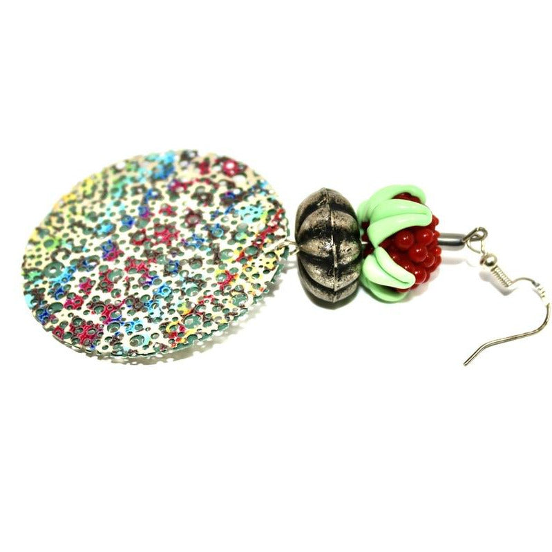 Framboise Rouge Filigrane - Labelle Ikeya Création Originale - Boucles d'oreilles