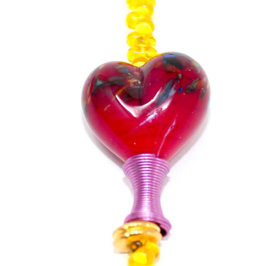 Matinée Yellow Cœur Pink Sautoir - Labelle Ikeya Création Originale - Sautoir