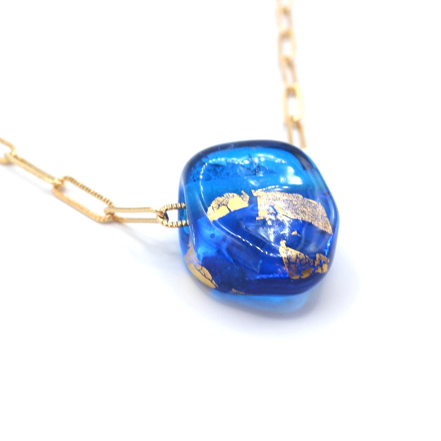 Sautoir Pendentif Turquoise Talisman de Murano - Labelle Ikeya Création Originale - Sautoir