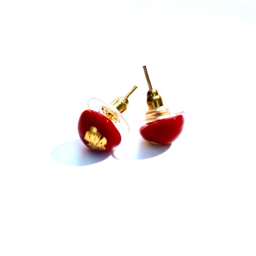Mini Orion Rouge Opaque - Labelle Ikeya Création Originale - Puce d'oreilles