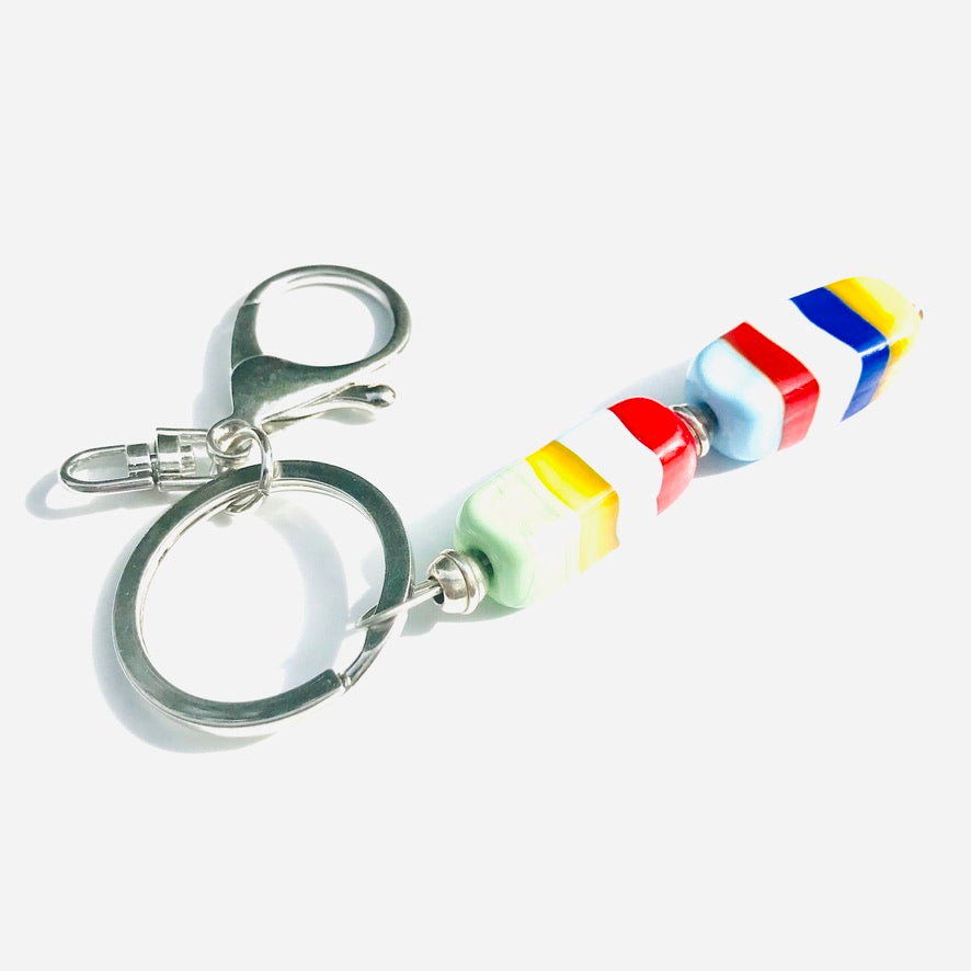 Caillou Double Longha - Labelle Ikeya Création Originale - Porte Clefs Murano