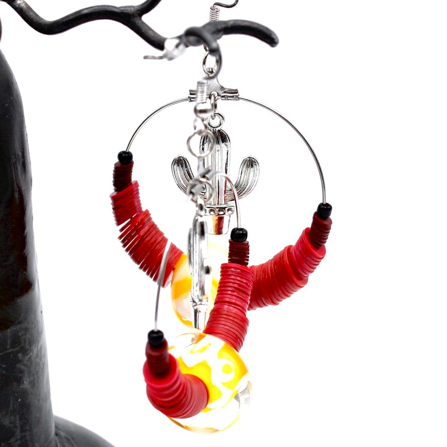 Créoles Heishis Cactus Flaamia Murano - Labelle Ikeya Création Originale - Boucles d'oreilles