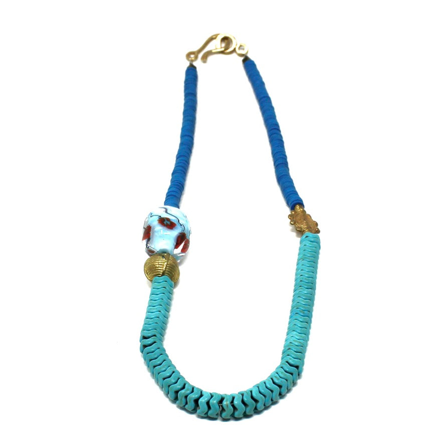 Roses Marines Heishi Murano - Labelle Ikeya Création Originale - Collier