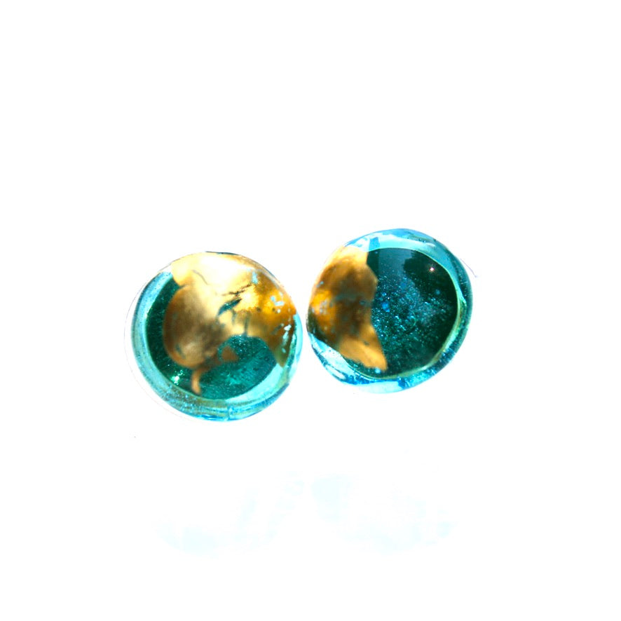 Mini Orion Turquoise Murano - Labelle Ikeya Création Originale - Puce d'oreilles
