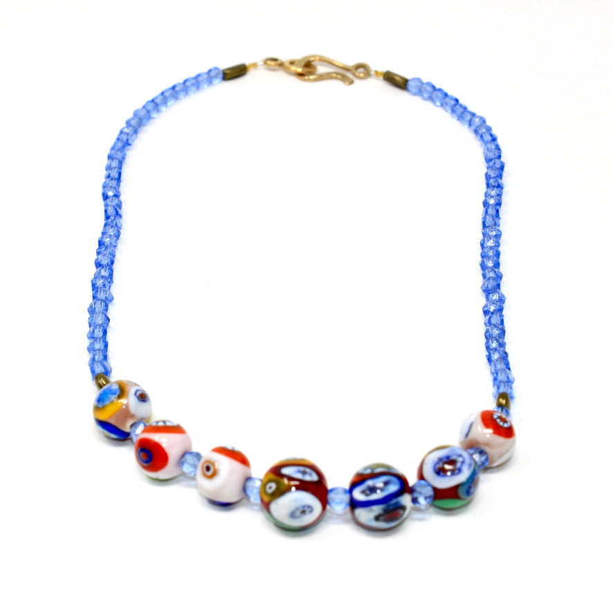 Collier Murines Murano Blue Color - Labelle Ikeya Création Originale - Collier