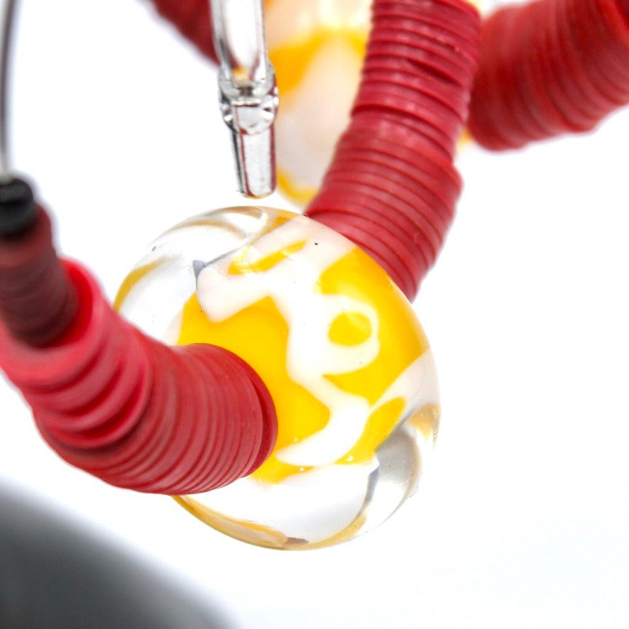 Créoles Heishis Cactus Flaamia Murano - Labelle Ikeya Création Originale - Boucles d'oreilles