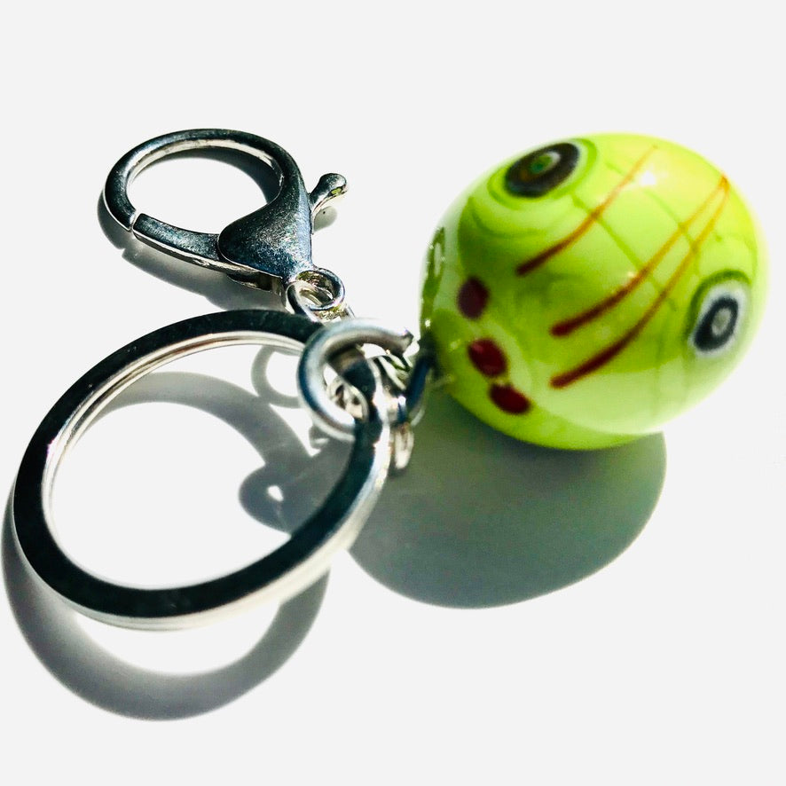 Œuf Prairie Fleurie Murano - Labelle Ikeya Création Originale - Porte Clefs Murano