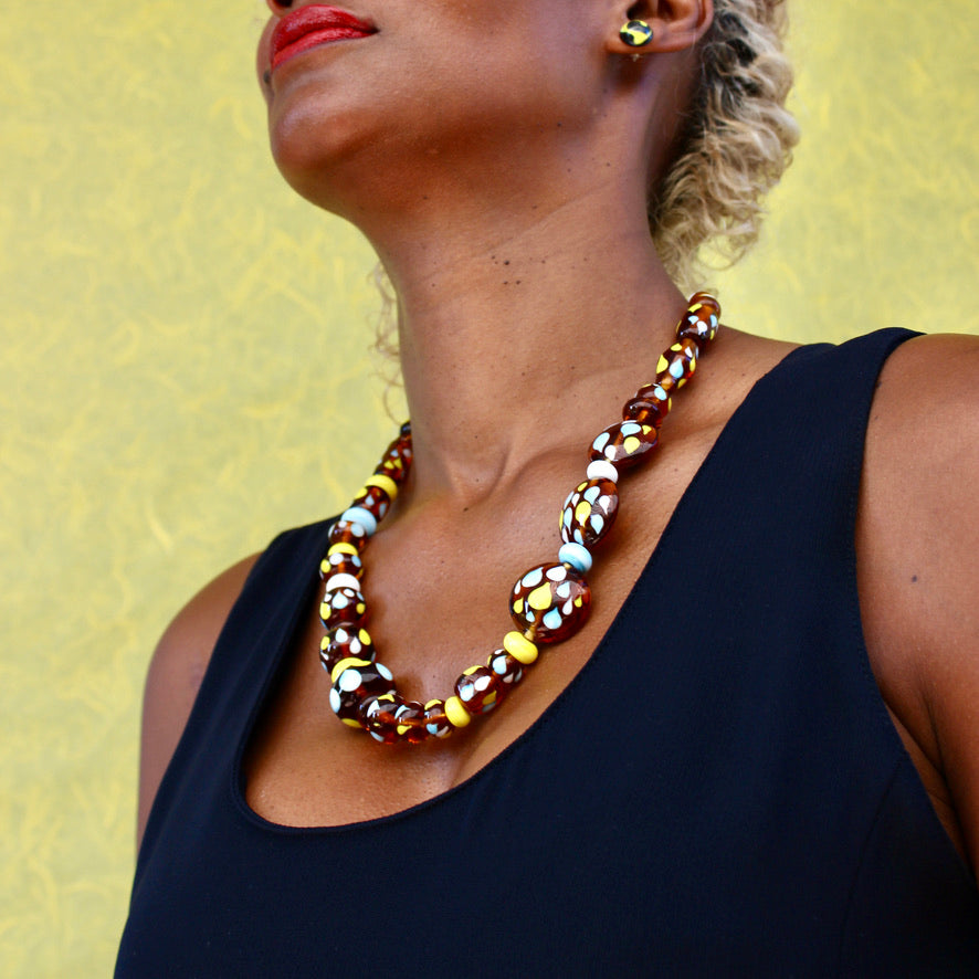 Craspedias Ambre Fleuri - Labelle Ikeya Création Originale - Collier