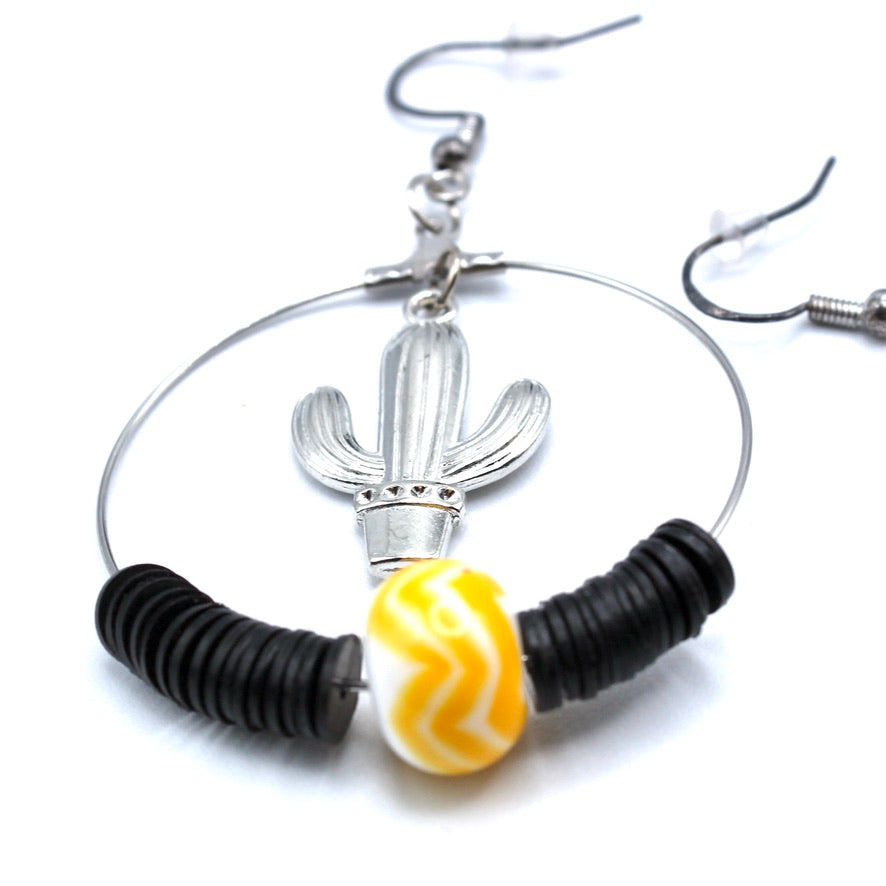 Créoles Heishis Cactus Yama Murano - Labelle Ikeya Création Originale - Boucles d'oreilles