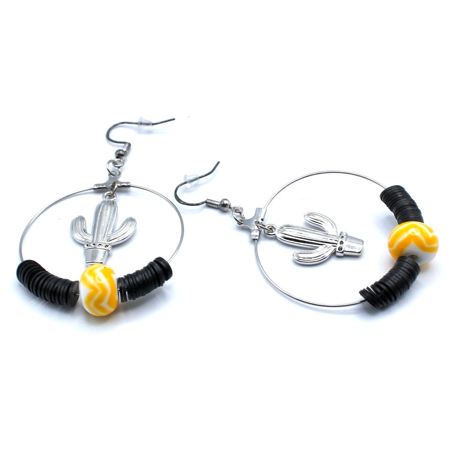 Créoles Heishis Cactus Yama Murano - Labelle Ikeya Création Originale - Boucles d'oreilles