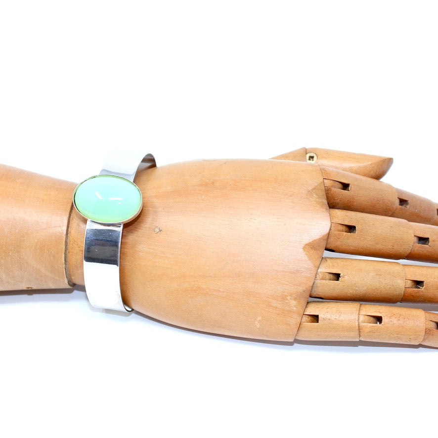 Manchette Cristal Bohème Vert Tendre Opaque - Labelle Ikeya Création Originale - Parure