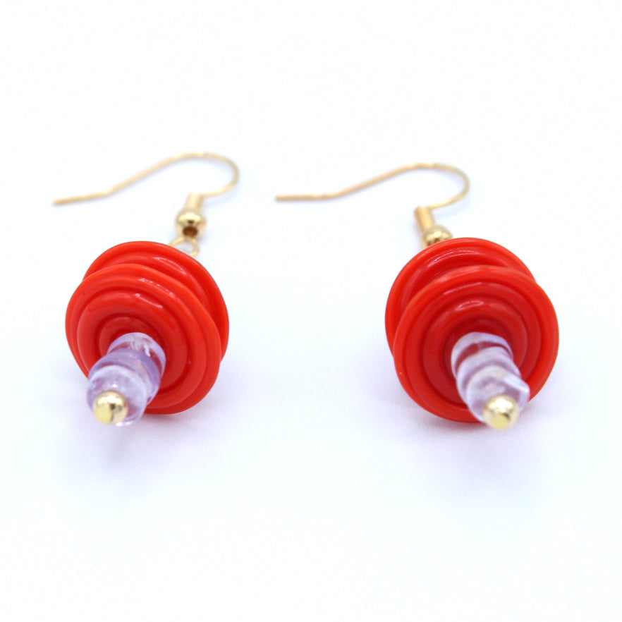 Améthyste Rose & Murano Orange dorées à l'or fin - Labelle Ikeya Création Originale - Boucles d'oreilles