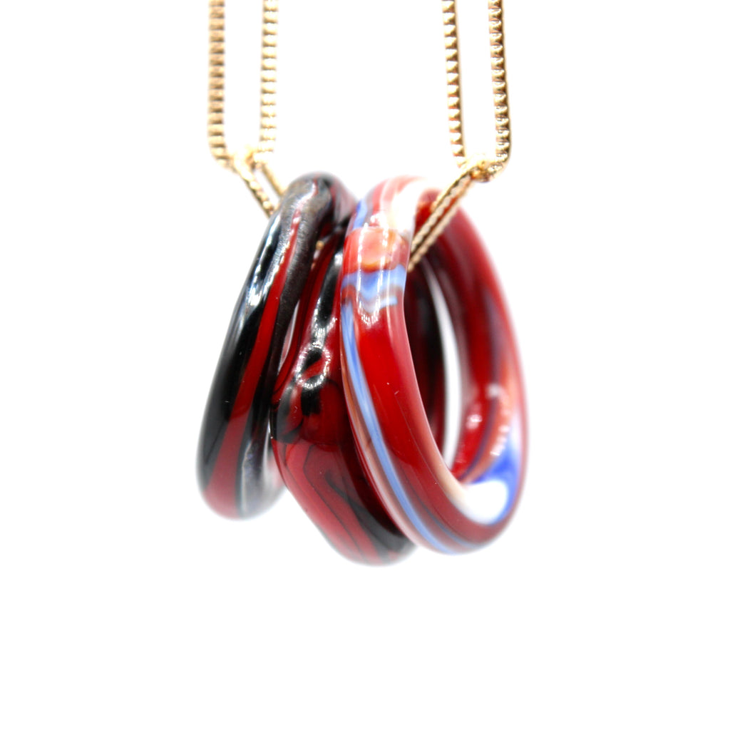 Anneaux Trio Passion Murano Sautoir doré à l'or fin - Labelle Ikeya Création Originale - Sautoir