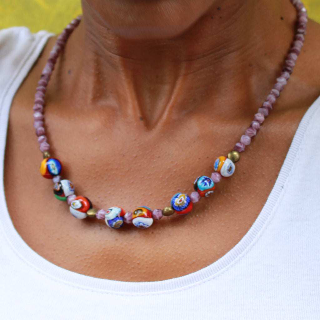 Collier Murines Murano Violettes - Labelle Ikeya Création Originale - Collier