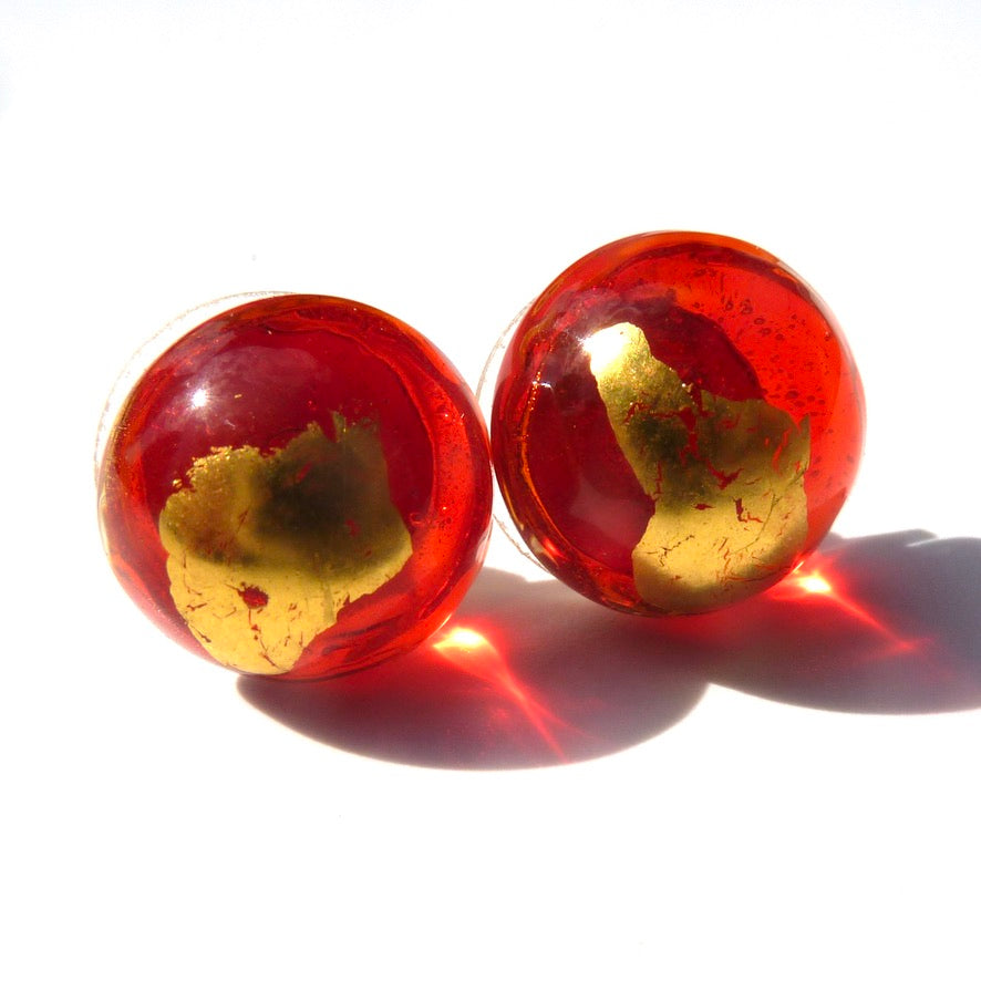 Orion Rouge Murano - Labelle Ikeya Création Originale - Puce d'oreilles