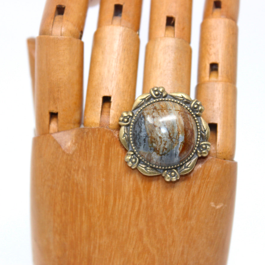 Bague Minérale Jaspe Picasso - Labelle Ikeya Création Originale - Bague