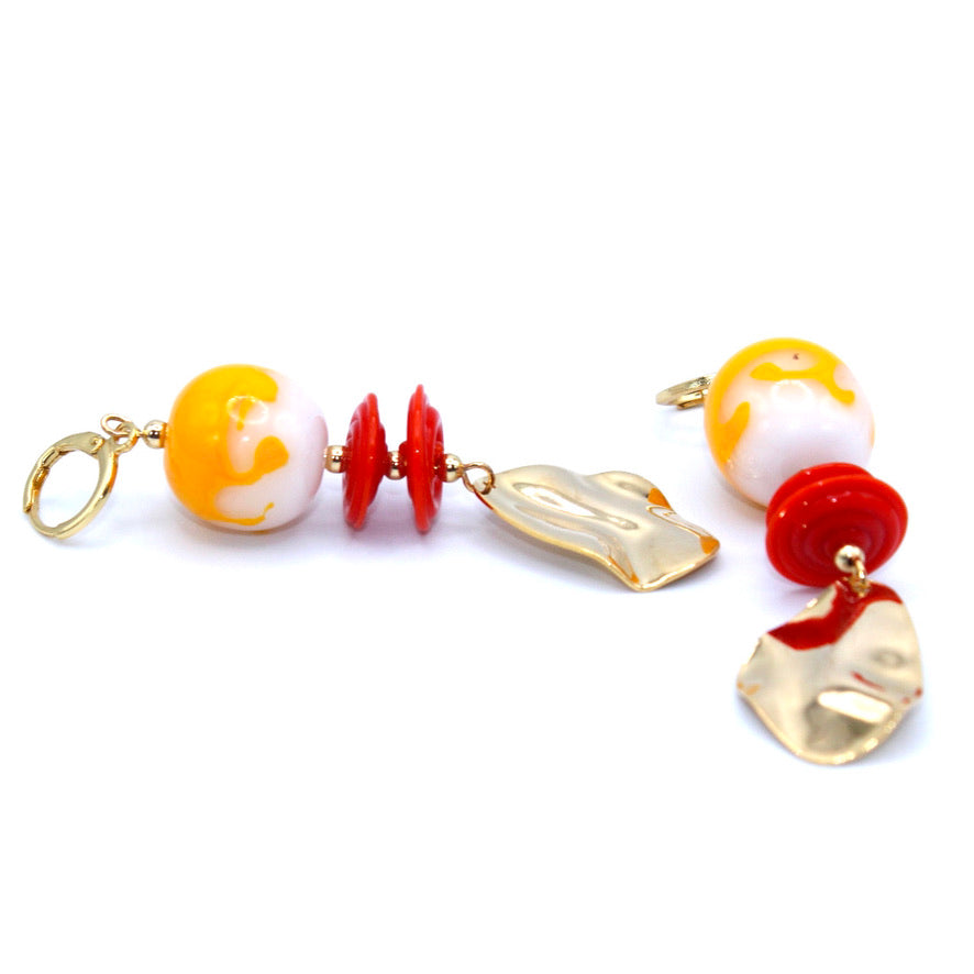 Vagues à Lames Boucles Murano dorées à l'or fin - Labelle Ikeya Création Originale - Boucles d'oreilles