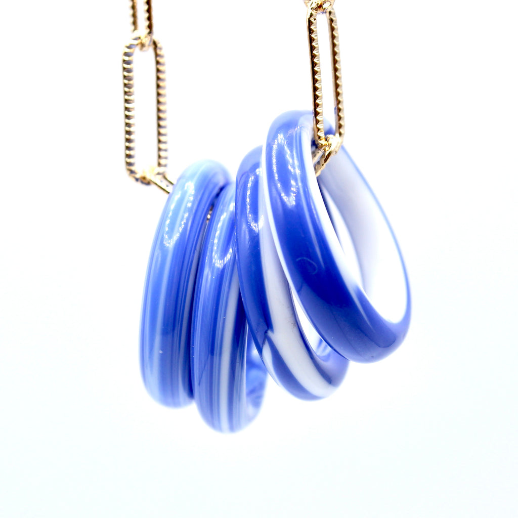 Anneaux Quatuor Passion Murano Sautoir doré à l'or fin - Labelle Ikeya Création Originale - Sautoir